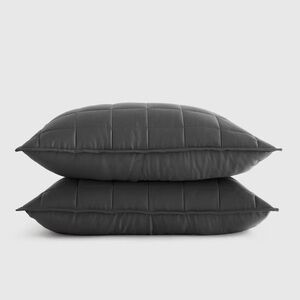 NWOT QUINCE Bamboo Box Quilted Sham Set King Charcoal 5867